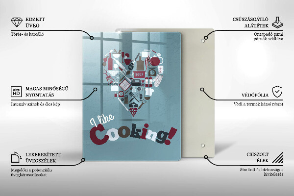 Tocător sticlă I like cooking