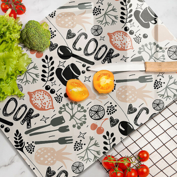 Tocător sticlă Motiv de bucătărie din desene animate