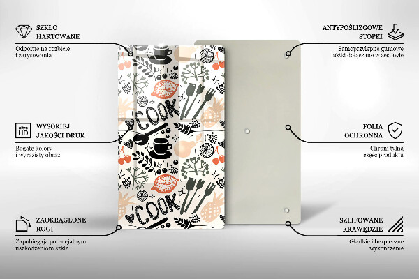 Tocător sticlă Motiv de bucătărie din desene animate