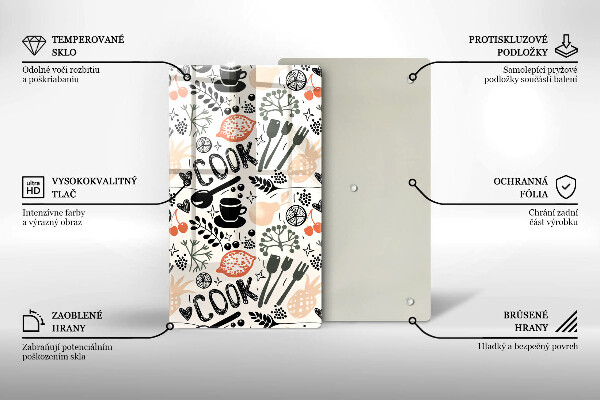 Tocător sticlă Motiv de bucătărie din desene animate