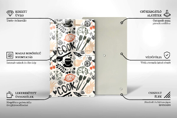 Tocător sticlă Motiv de bucătărie din desene animate