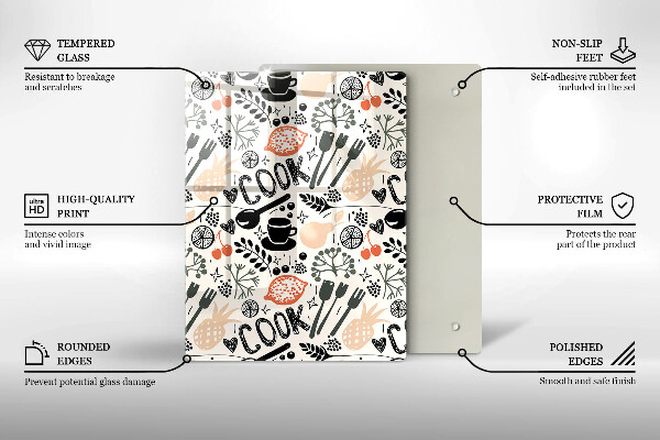 Tocător sticlă Motiv de bucătărie din desene animate