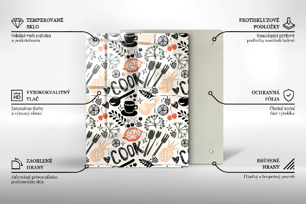 Tocător sticlă Motiv de bucătărie din desene animate