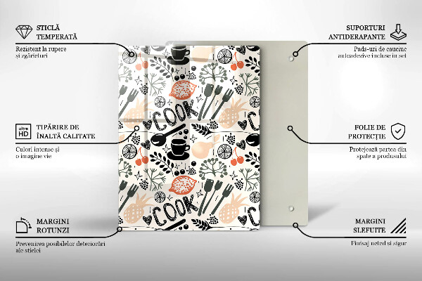 Tocător sticlă Motiv de bucătărie din desene animate