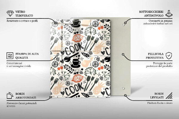 Tocător sticlă Motiv de bucătărie din desene animate