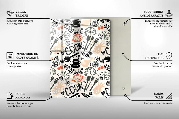 Tocător sticlă Motiv de bucătărie din desene animate