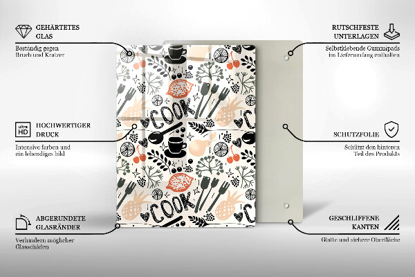 Tocător sticlă Motiv de bucătărie din desene animate