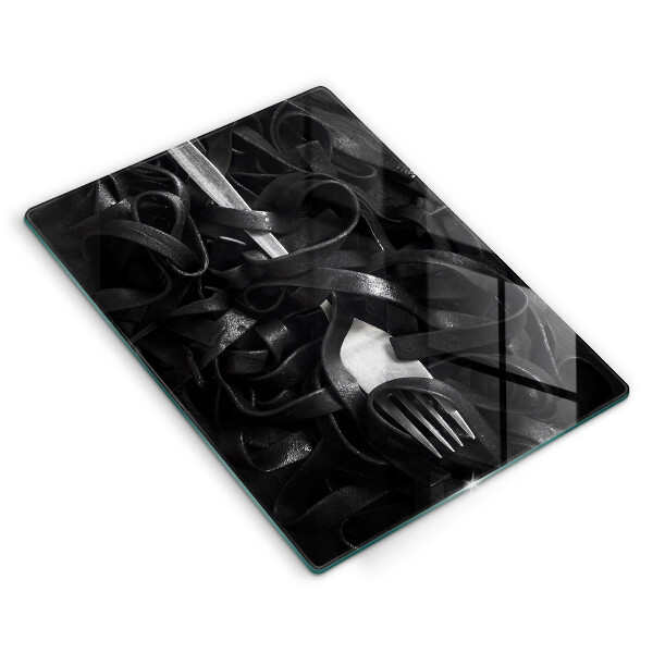 Tocător sticlă Paste negre și furculiță
