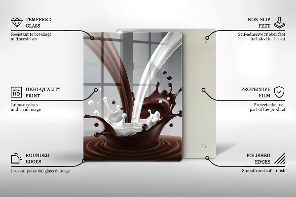 Tocător sticlă Lapte și ciocolată