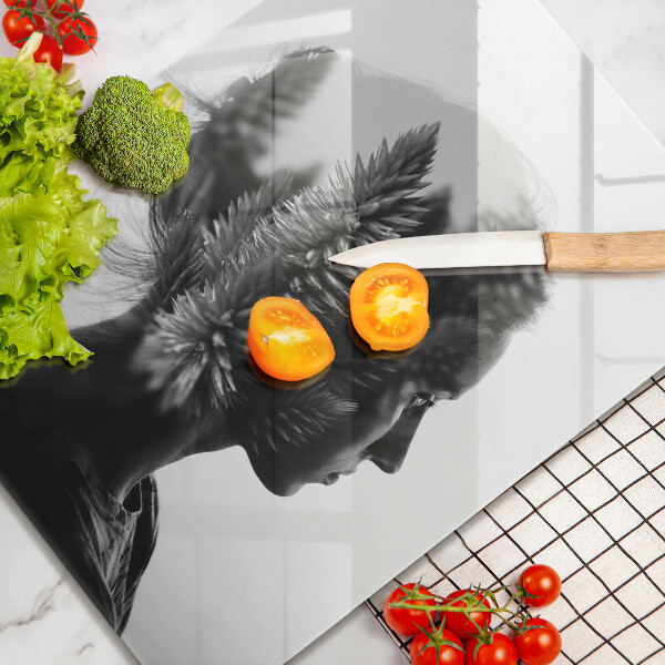 Tocător sticlă Femeie și pădure