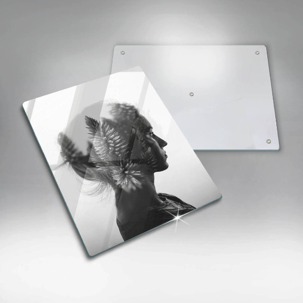 Tocător sticlă Femeie și pădure