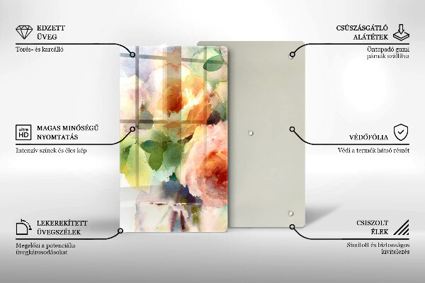 Tocător sticlă Flori pictate