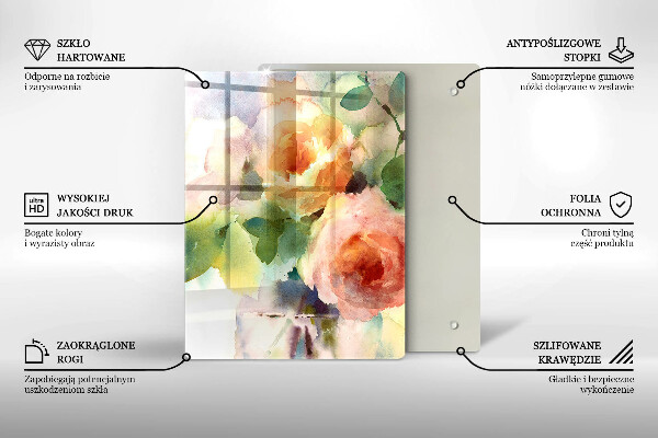 Tocător sticlă Flori pictate