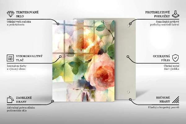 Tocător sticlă Flori pictate