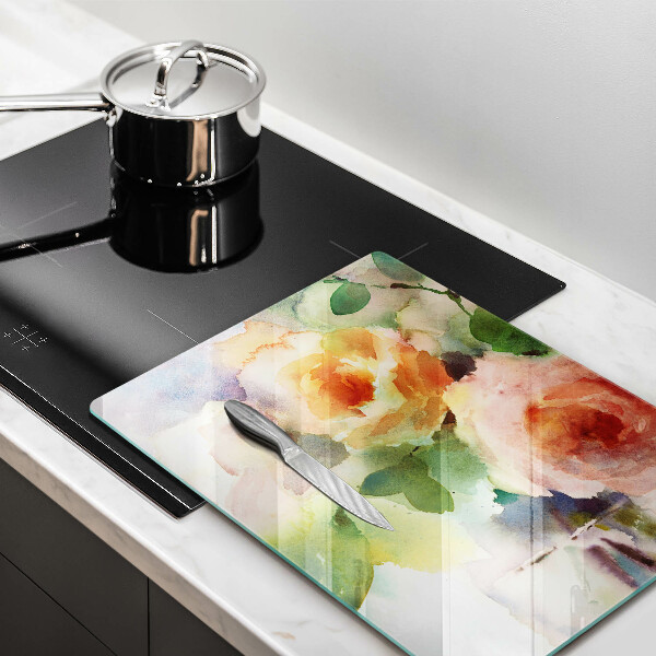 Tocător sticlă Flori pictate