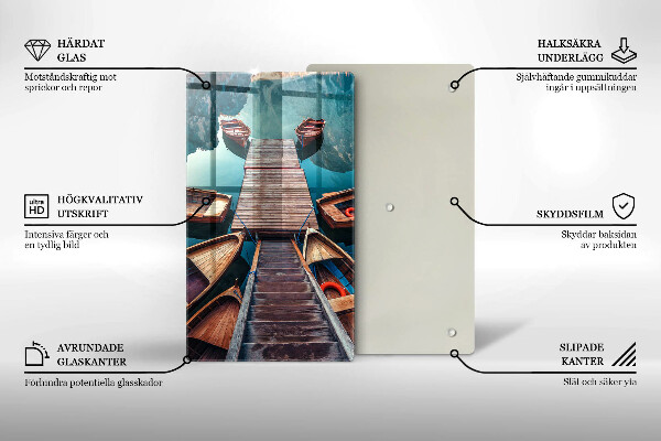 Tocător sticlă Barci pe lac