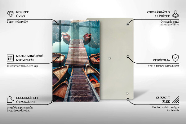 Tocător sticlă Barci pe lac