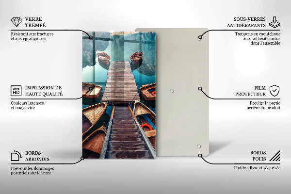 Tocător sticlă Barci pe lac