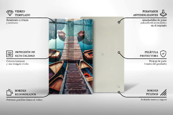 Tocător sticlă Barci pe lac