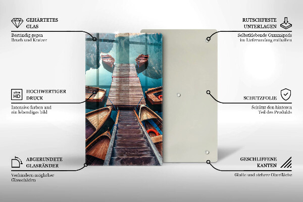 Tocător sticlă Barci pe lac