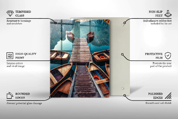 Tocător sticlă Barci pe lac