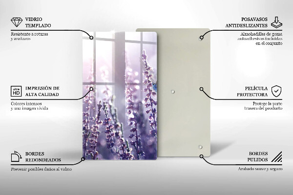 Tocător sticlă Flori sălbatice și fluture