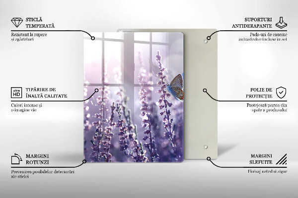 Tocător sticlă Flori sălbatice și fluture