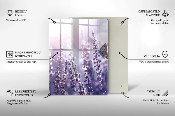 Tocător sticlă Flori sălbatice și fluture