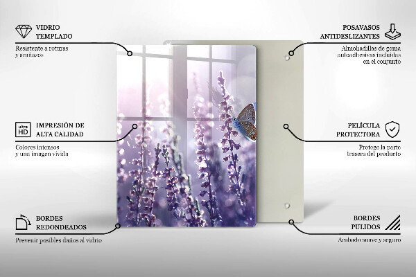 Tocător sticlă Flori sălbatice și fluture