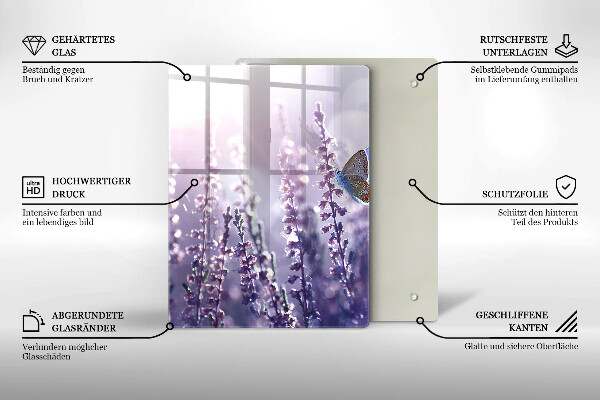 Tocător sticlă Flori sălbatice și fluture