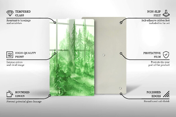 Tocător sticlă Pădure pictată