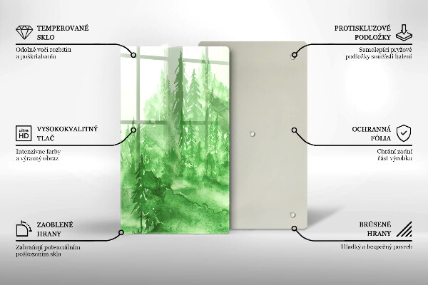 Tocător sticlă Pădure pictată