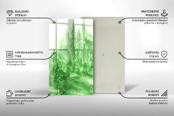 Tocător sticlă Pădure pictată