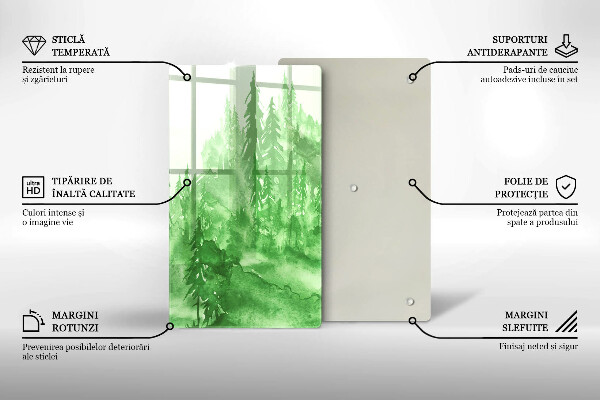 Tocător sticlă Pădure pictată