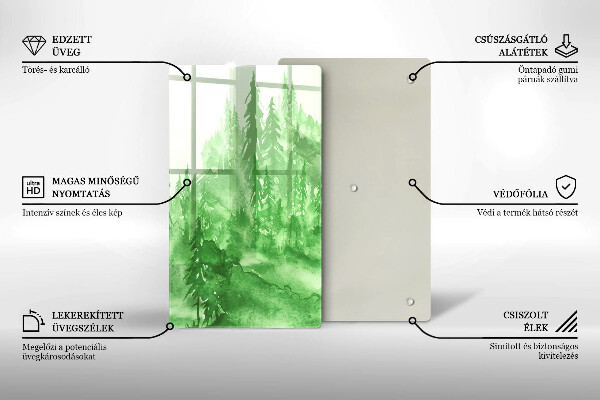 Tocător sticlă Pădure pictată