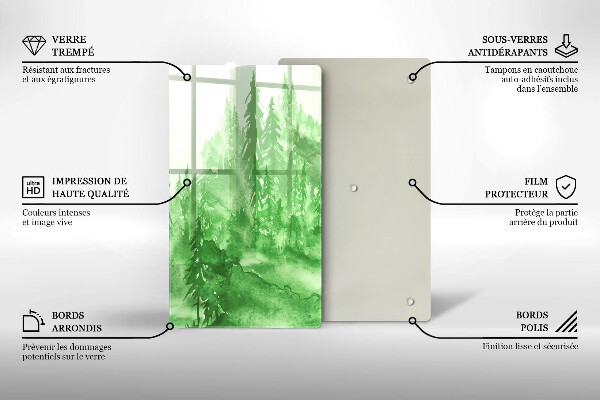 Tocător sticlă Pădure pictată