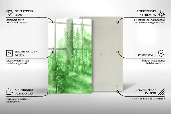 Tocător sticlă Pădure pictată