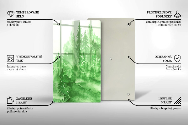 Tocător sticlă Pădure pictată