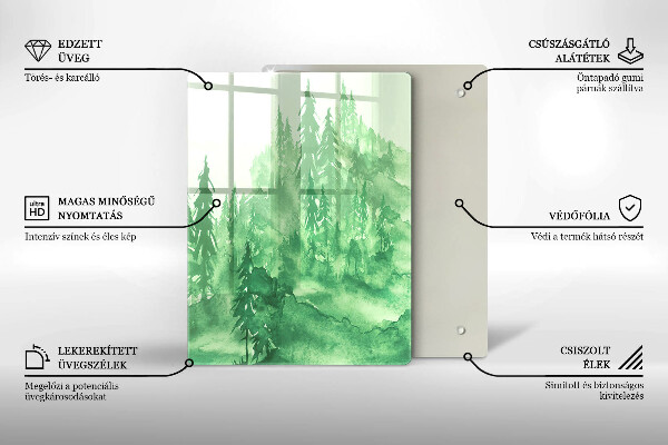 Tocător sticlă Pădure pictată