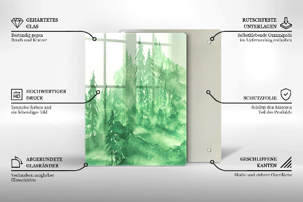 Tocător sticlă Pădure pictată