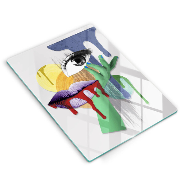 Tocător sticlă Colaj de artă abstractă