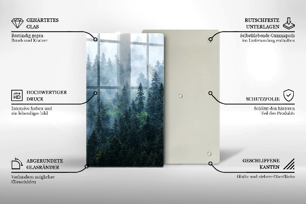 Tocător sticlă Copaci de pădure și ceață