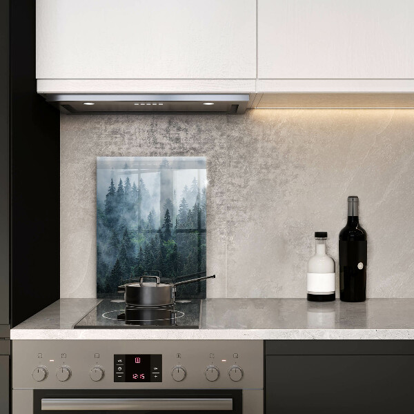 Tocător sticlă Copaci de pădure și ceață