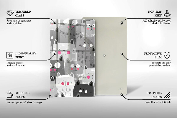 Tocător sticlă Ilustrație de pisici