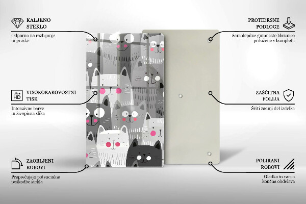 Tocător sticlă Ilustrație de pisici