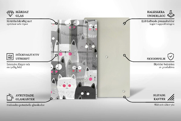 Tocător sticlă Ilustrație de pisici