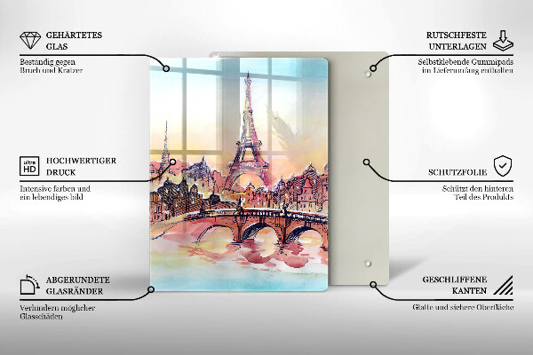 Tocător sticlă Peisajul Turnului Eiffel din Paris