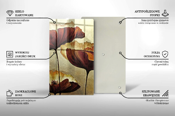 Tocător sticlă Flori boho pictate