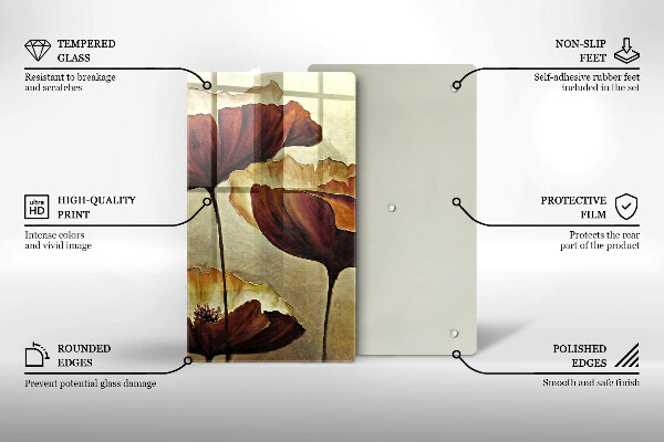 Tocător sticlă Flori boho pictate