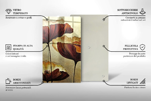 Tocător sticlă Flori boho pictate